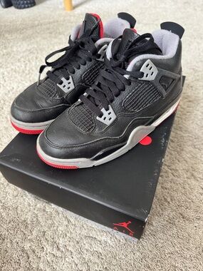 Boys Nike Jordan Retro 4 Sneakers - Black/Red/Grey